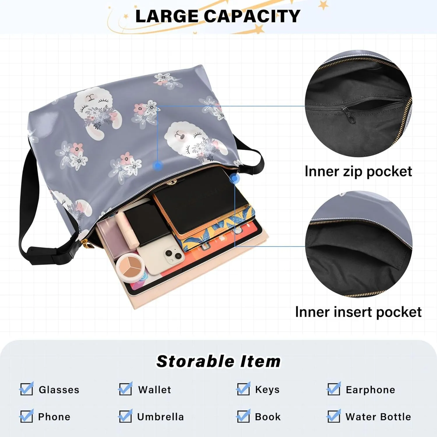 Lemon Branch Jasmine Flowers PU Leather Women Bag Hobo Cross Body Men Bag Animal Print Crossbody Hobo Purse