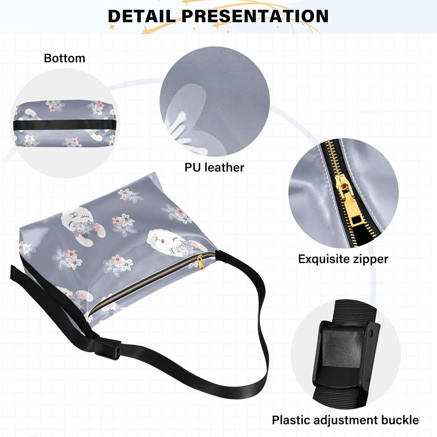 Lemon Branch Jasmine Flowers PU Leather Women Bag Hobo Cross Body Men Bag Animal Print Crossbody Hobo Purse