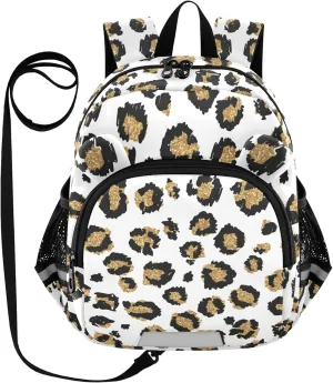 Leopard Pattern Gold Little Kid Toddler Backpack Baby Boys Girls Kindergarten Pre School Bags Cute Cartoon Backpacks for children