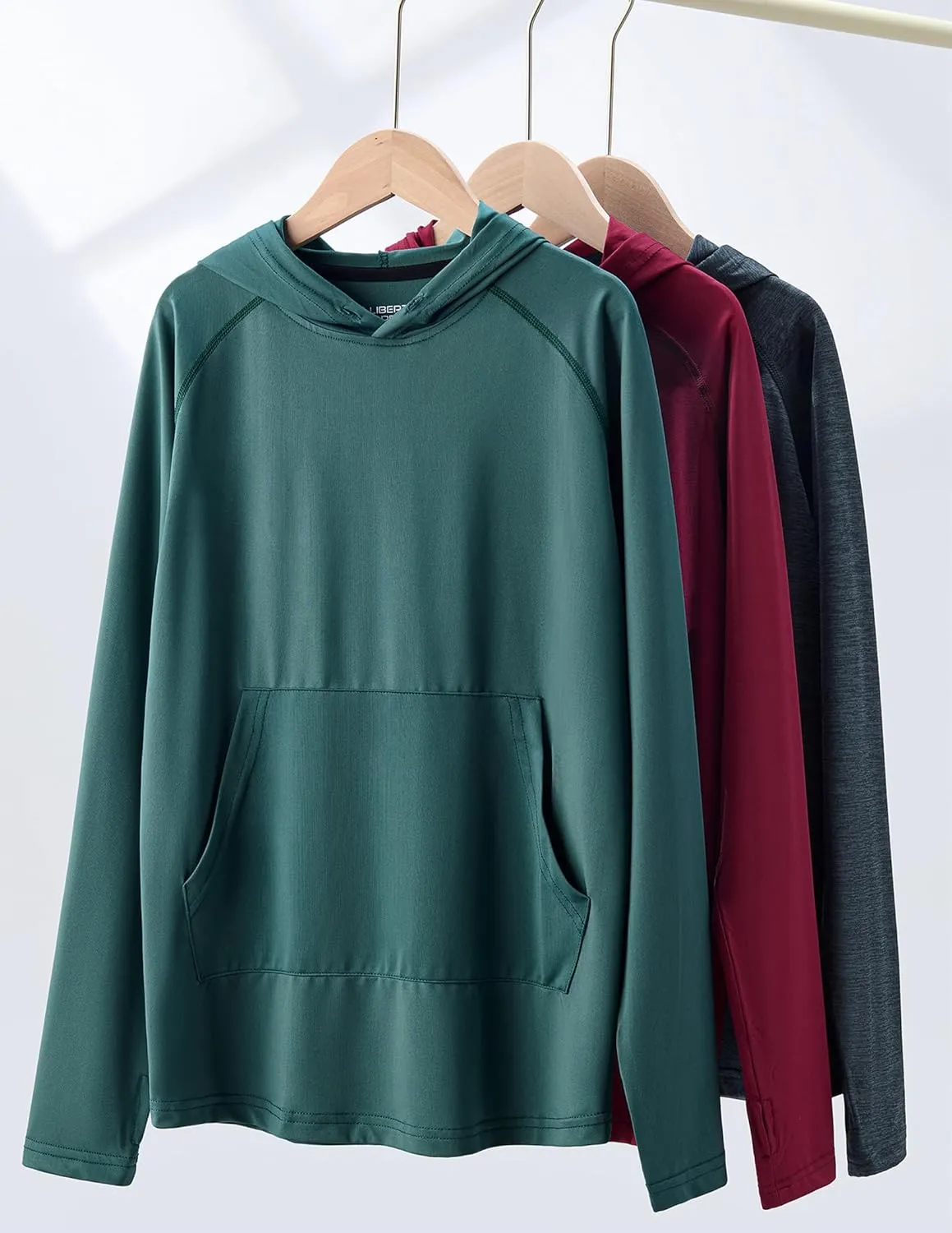 Liberty Imports 3 Pack: Youth Boys Teen Active Long Sleeve Hoodie Sweatshirts - Athletic Dry-Fit Hooded Pullover Shirts