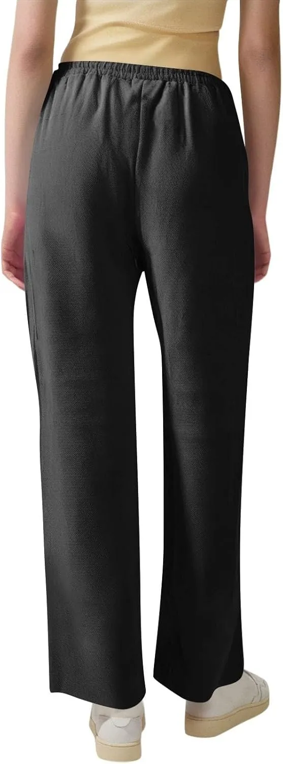 Linen Pants for Women 2025 Casual Summer Drawstring Capri Pants Beach Vacation Clothes with Pockets