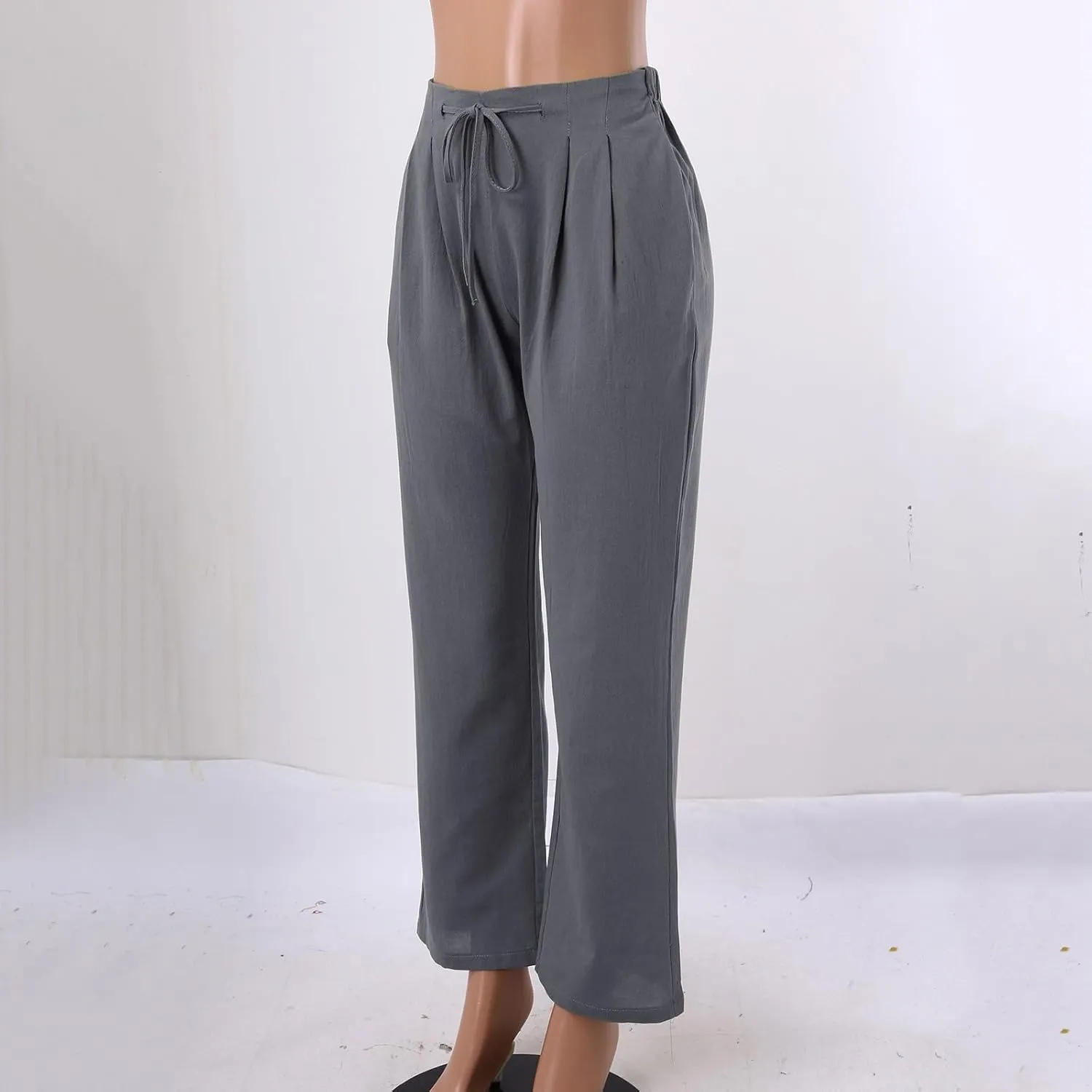 Linen Pants for Women Beach Vacation Elastic Waist Drawstring Trousers Pant Gauze Loose 2025 Casual Summer Clothes