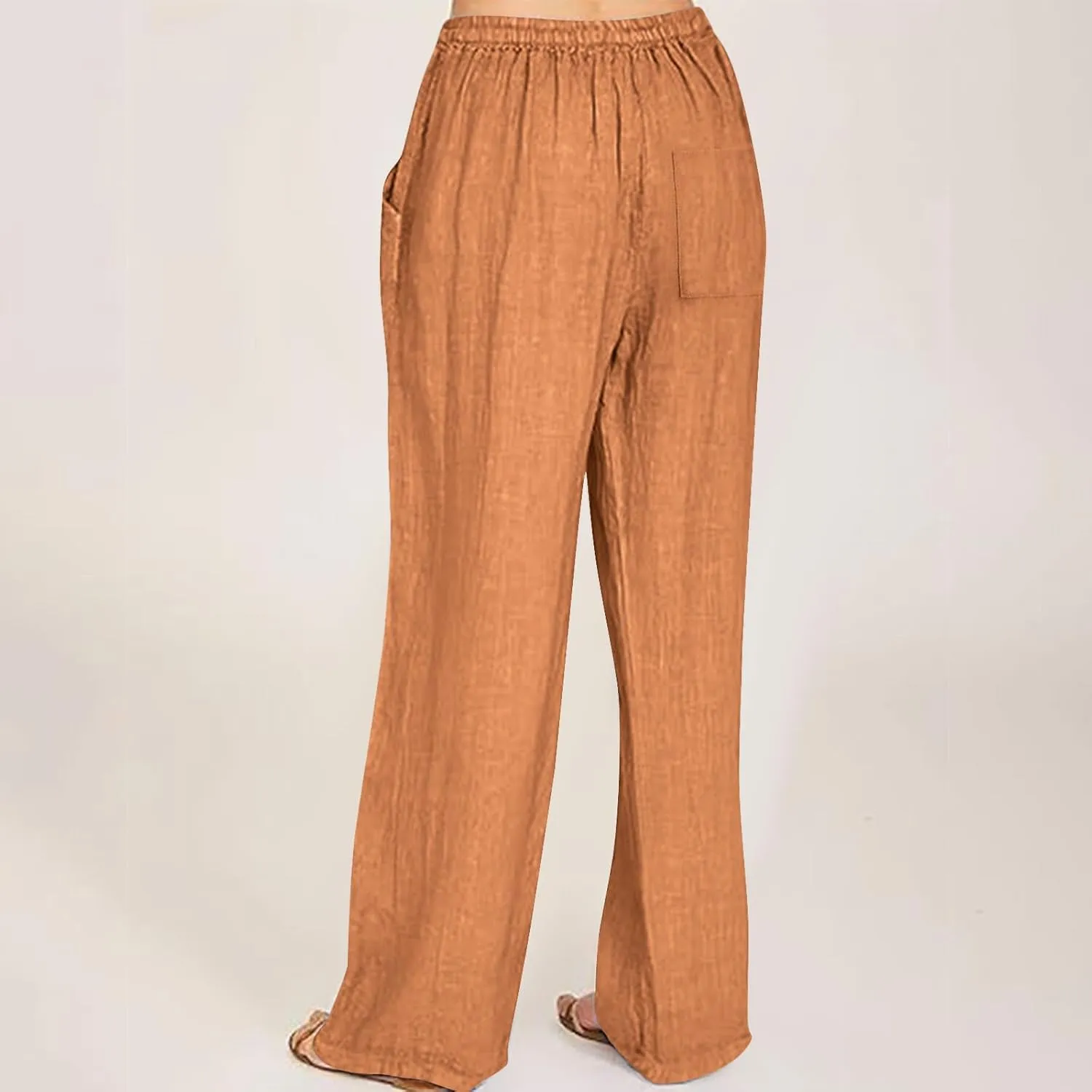 Linen Pants for Women Summer Boho Wide Leg Trouser High Waist Casual Lounge Pant Beach Travel Vacation Outfits
