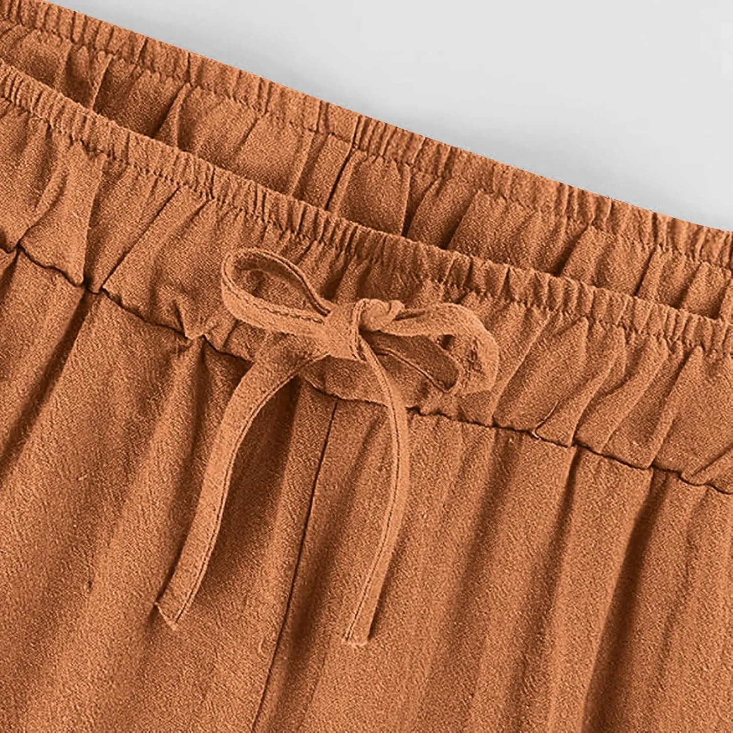 Linen Pants for Women Summer Boho Wide Leg Trouser High Waist Casual Lounge Pant Beach Travel Vacation Outfits