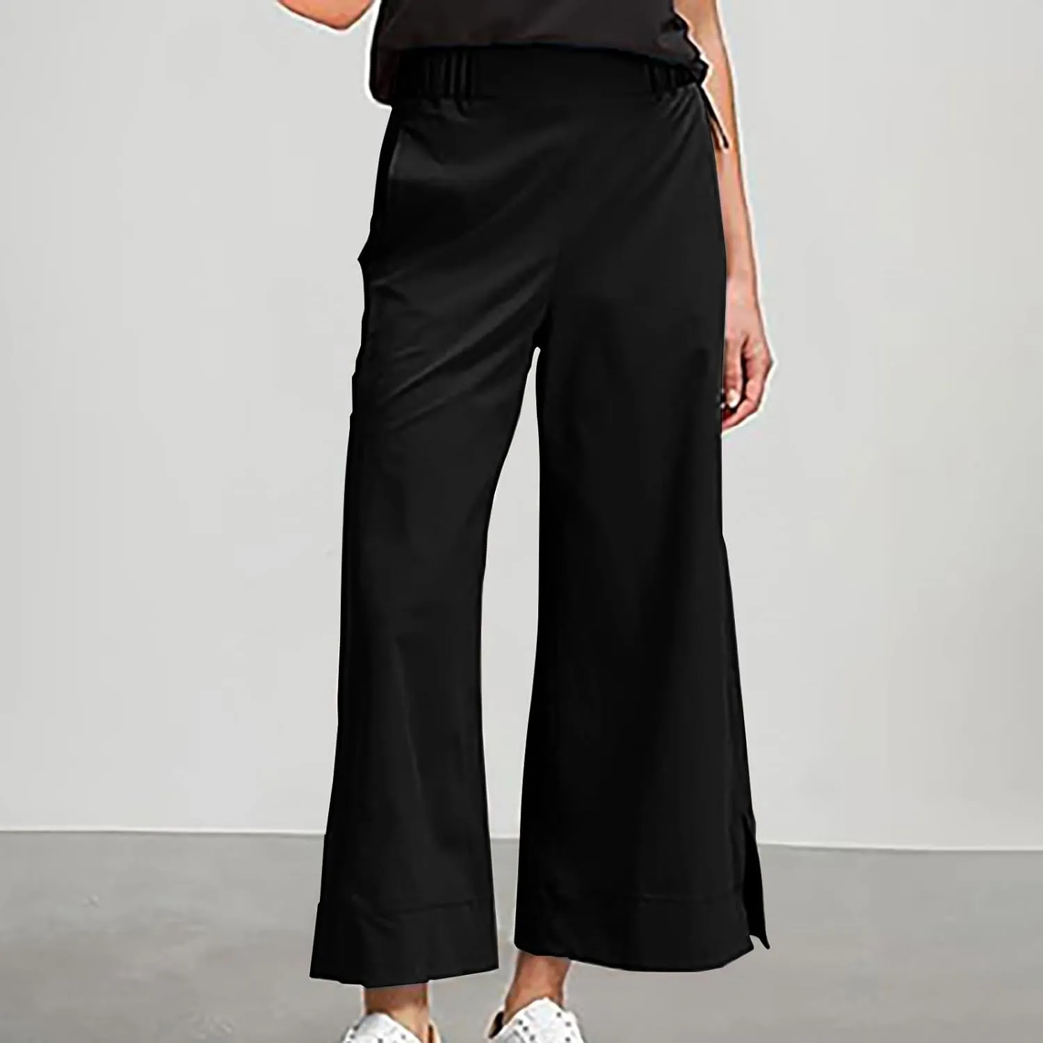 Linen Pants Women 2025 Summer Wide Leg High Waisted Lightweight Womens Trousers with Pockets Loose Casual Lounge Pant