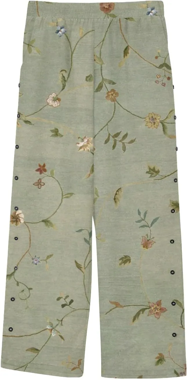 Linen Pants Women High Waisted Elastic Drawstring Beach Pants Casual Loose Lightweight Wide Leg Trousers with Pockets