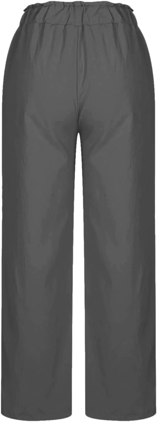 Linen Pants Women Summer Beach High Waisted Cotton Linen Palazzo Pants Wide Leg Long Lounge Pant Trousers with Pockets