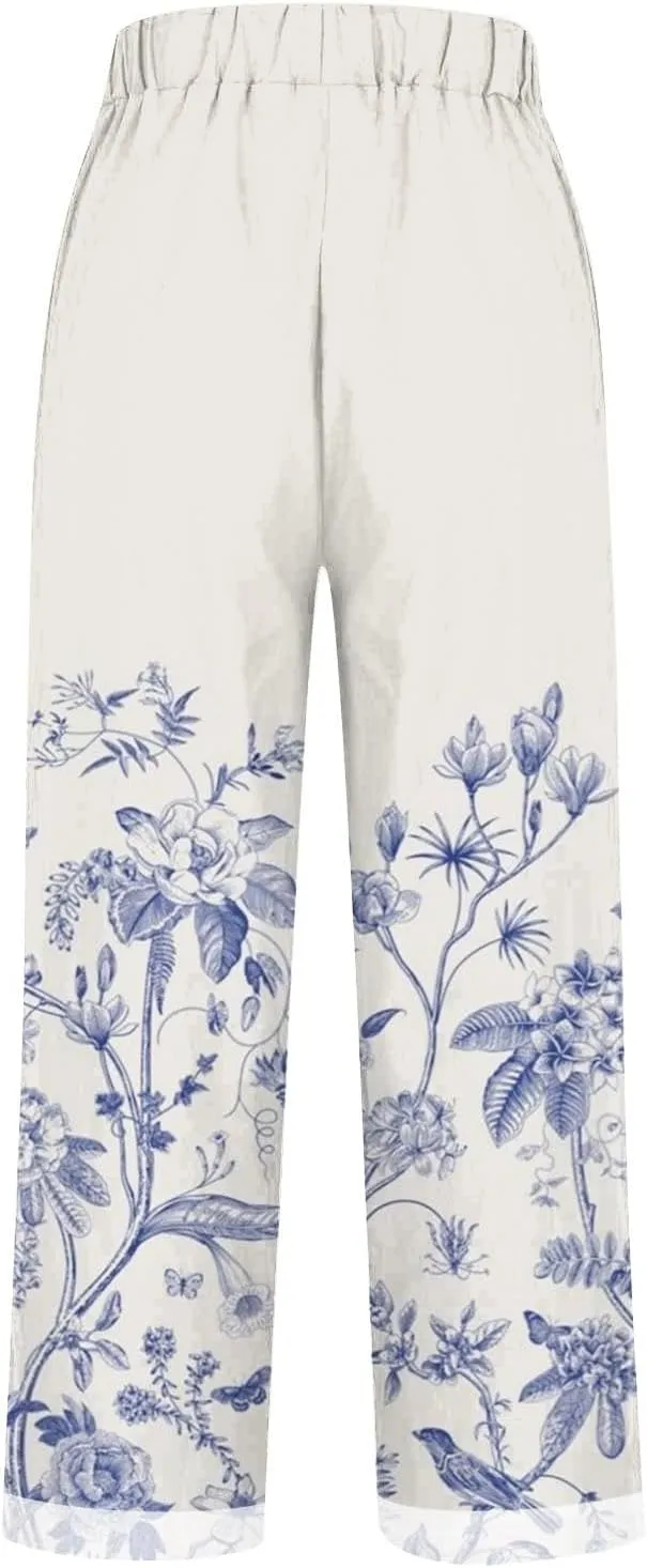 Linen Trousers Pants for Women Summer Drawstring Work Pants for Women Linen Summer Pants 2024 Trendy