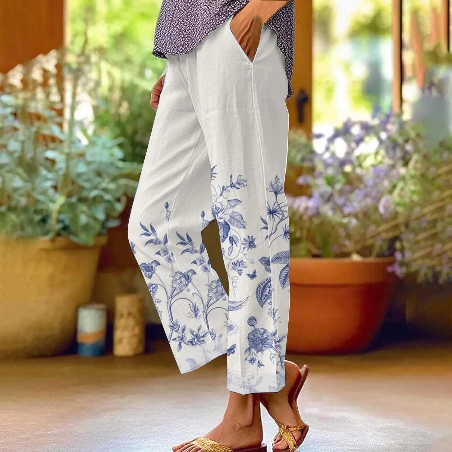 Linen Trousers Pants for Women Summer Drawstring Work Pants for Women Linen Summer Pants 2024 Trendy