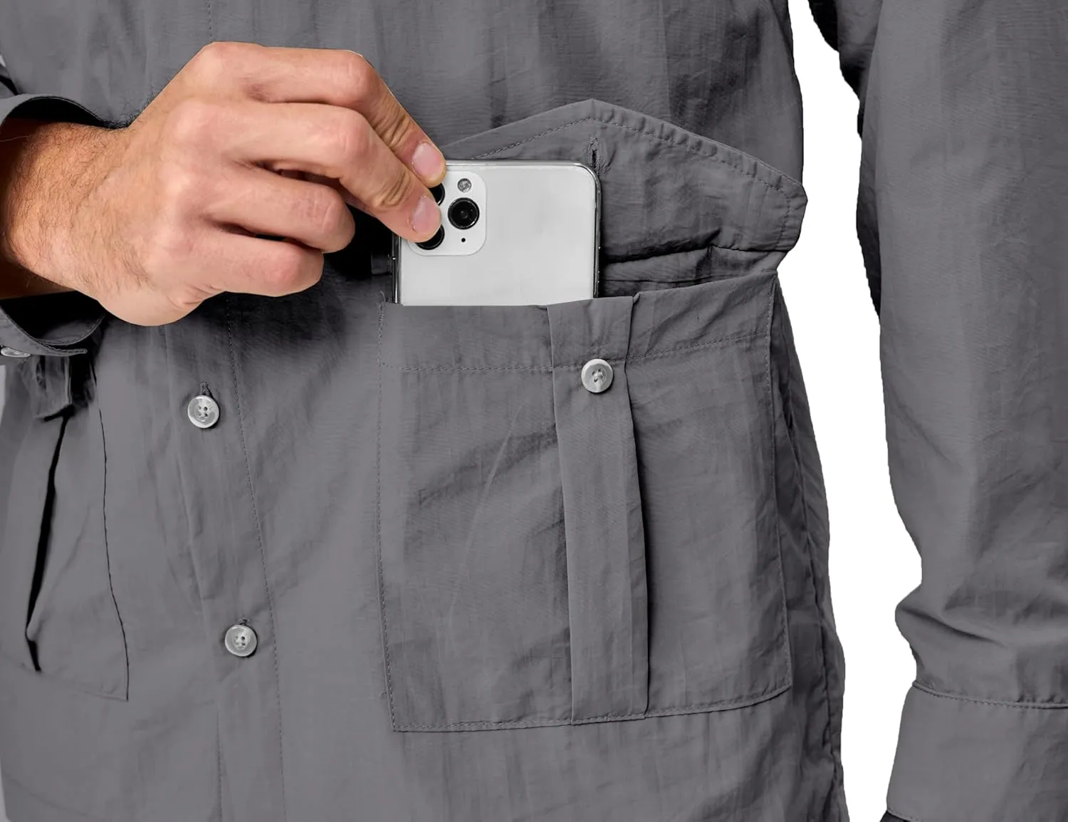 Little Donkey Andy Men's Lightweight Quick Dry Shirts for Hiking Travel Fishing Long Sleeve UPF50 Cargo Pockets
