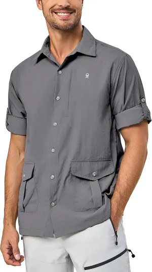Little Donkey Andy Men's Lightweight Quick Dry Shirts for Hiking Travel Fishing Long Sleeve UPF50 Cargo Pockets