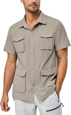 Little Donkey Andy Men's Lightweight Quick Dry Shirts for Hiking Travel Fishing Short Sleeve UPF50 Cargo Pocket