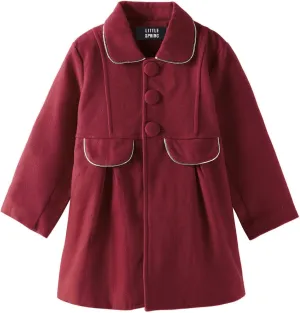 LittleSpring Little Girls Dress Coat Faux Wool Slim-Fit Peacoat