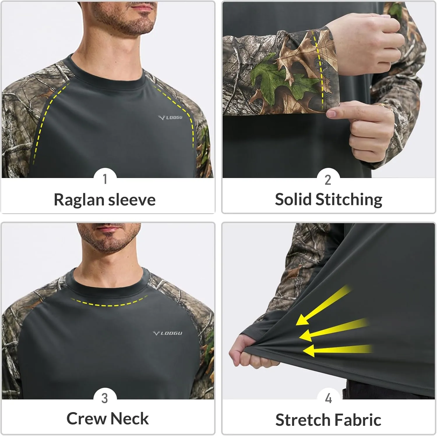 LOOGU Men's UPF 50  UV Sun Protection SPF Rash Guard Lightweight Long Sleeve Shirts Outdoor for Fishing Hiking Swimming