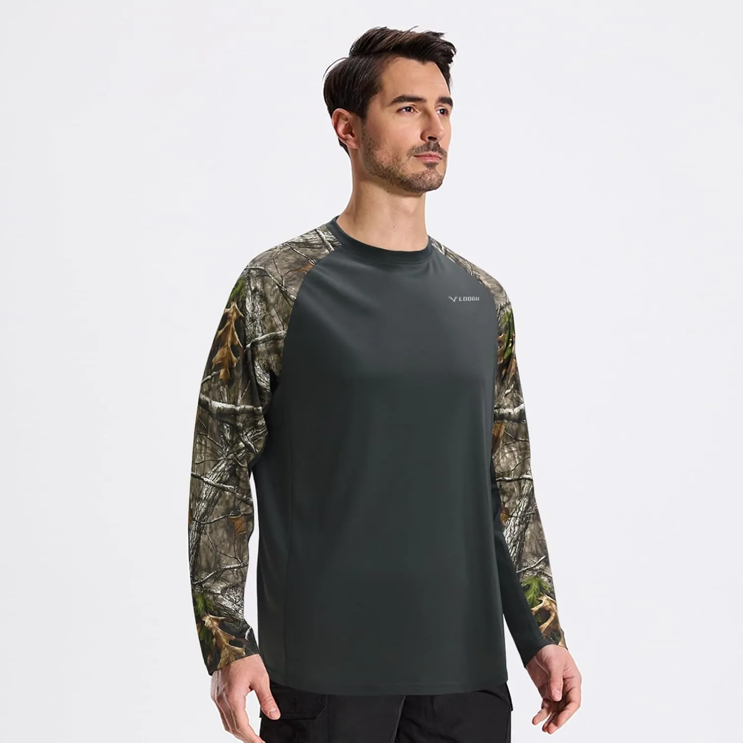 LOOGU Men's UPF 50  UV Sun Protection SPF Rash Guard Lightweight Long Sleeve Shirts Outdoor for Fishing Hiking Swimming