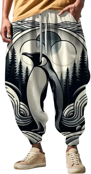 Loose Elastic Waist Drawstring Street Feel Casual Sweatpants Black Harem Pants Men Mens Pants White Harem Men's