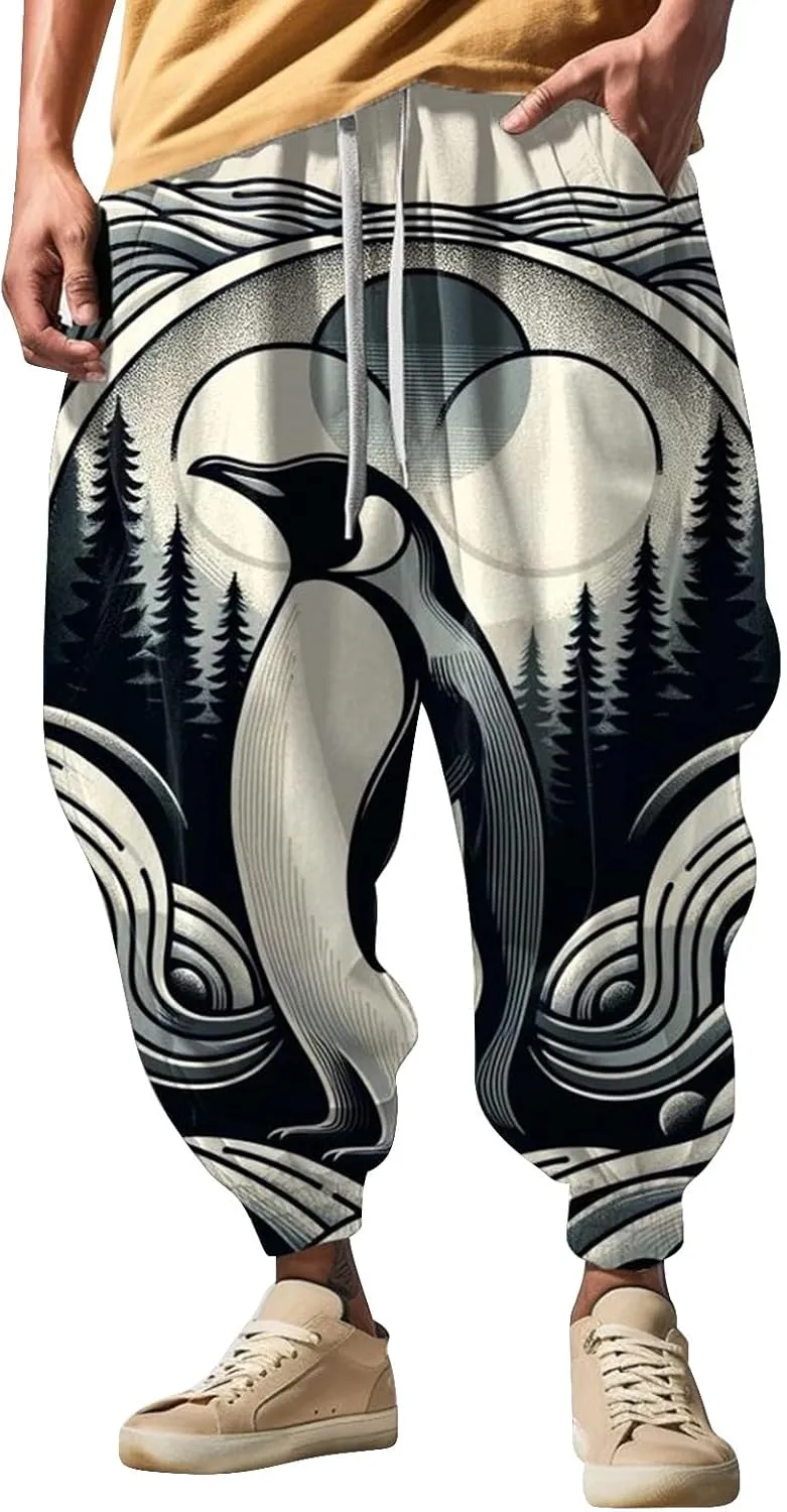 Loose Elastic Waist Drawstring Street Feel Casual Sweatpants Black Harem Pants Men Mens Pants White Harem Men's