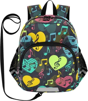 Love for Music Abstract Little Kid Toddler Backpack Baby Boys Girls Kindergarten Pre School Bags Cute Cartoon Backpacks for children