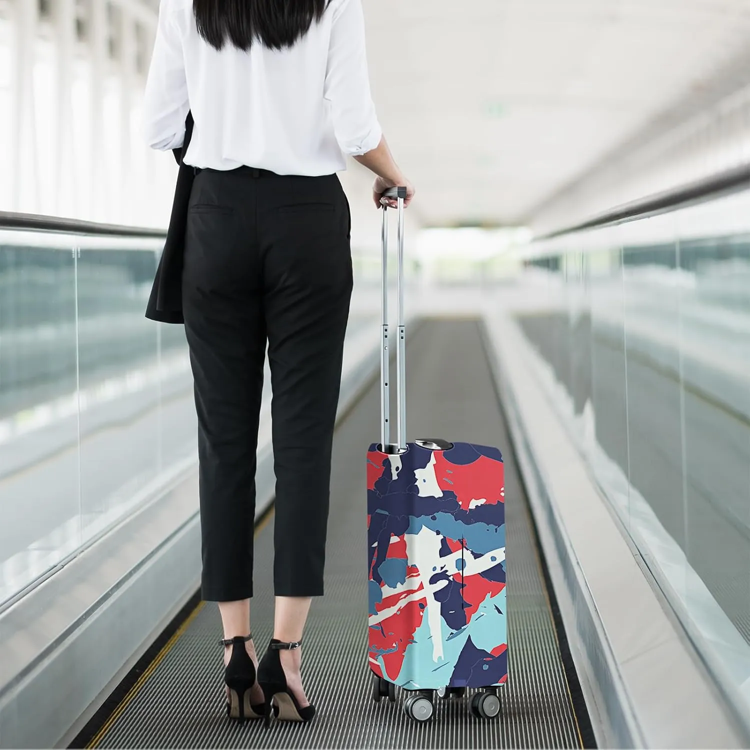 Luggage Covers For Suitcase Tsa Approved, Washable Luggage Cover Elastic Luggage Protector Scratch Resistant Suitcase Cover For 18-20 Inch Wheeled Luggage(Oil Painting-20 inch)