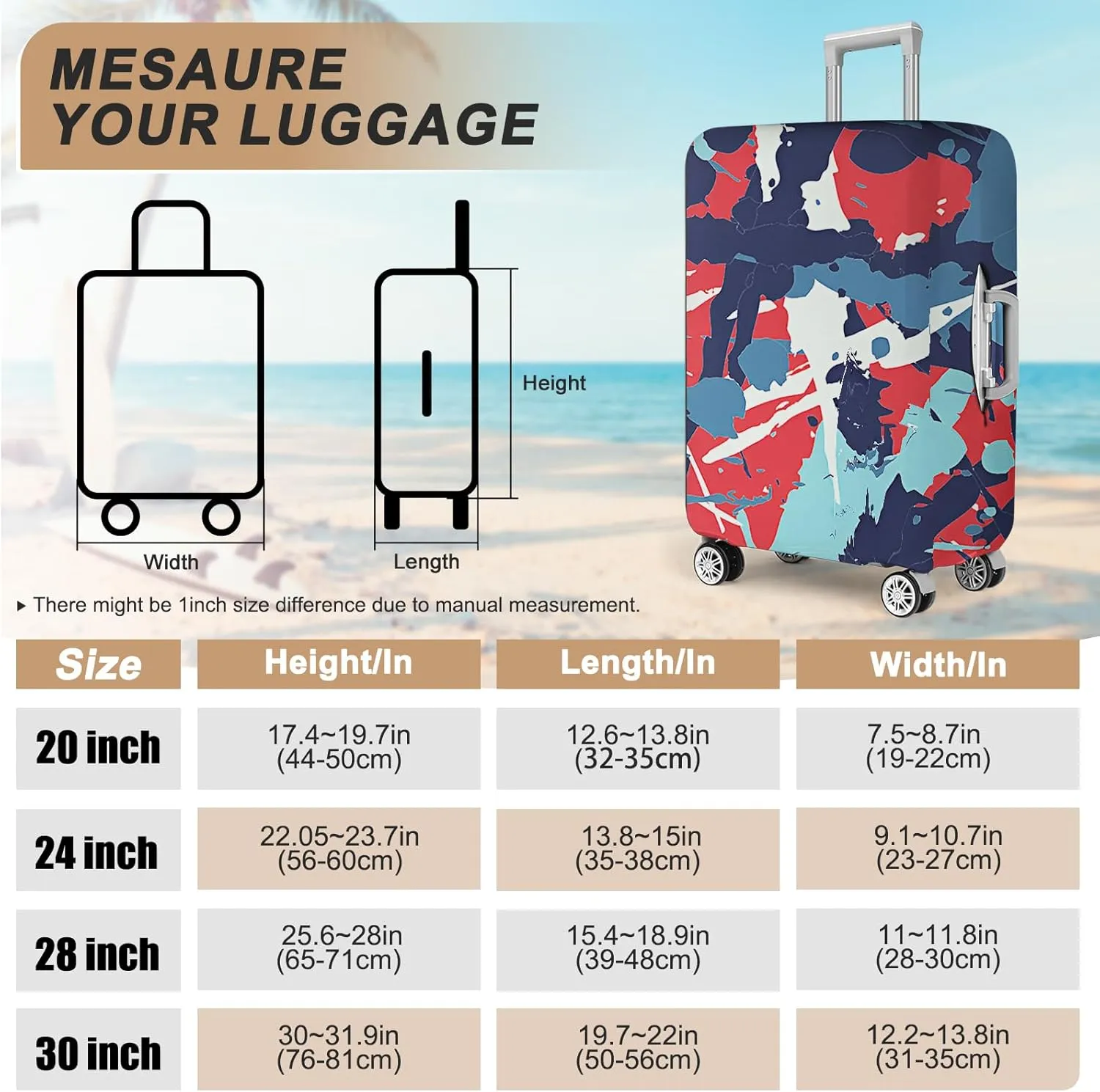 Luggage Covers For Suitcase Tsa Approved, Washable Luggage Cover Elastic Luggage Protector Scratch Resistant Suitcase Cover For 18-20 Inch Wheeled Luggage(Oil Painting-20 inch)