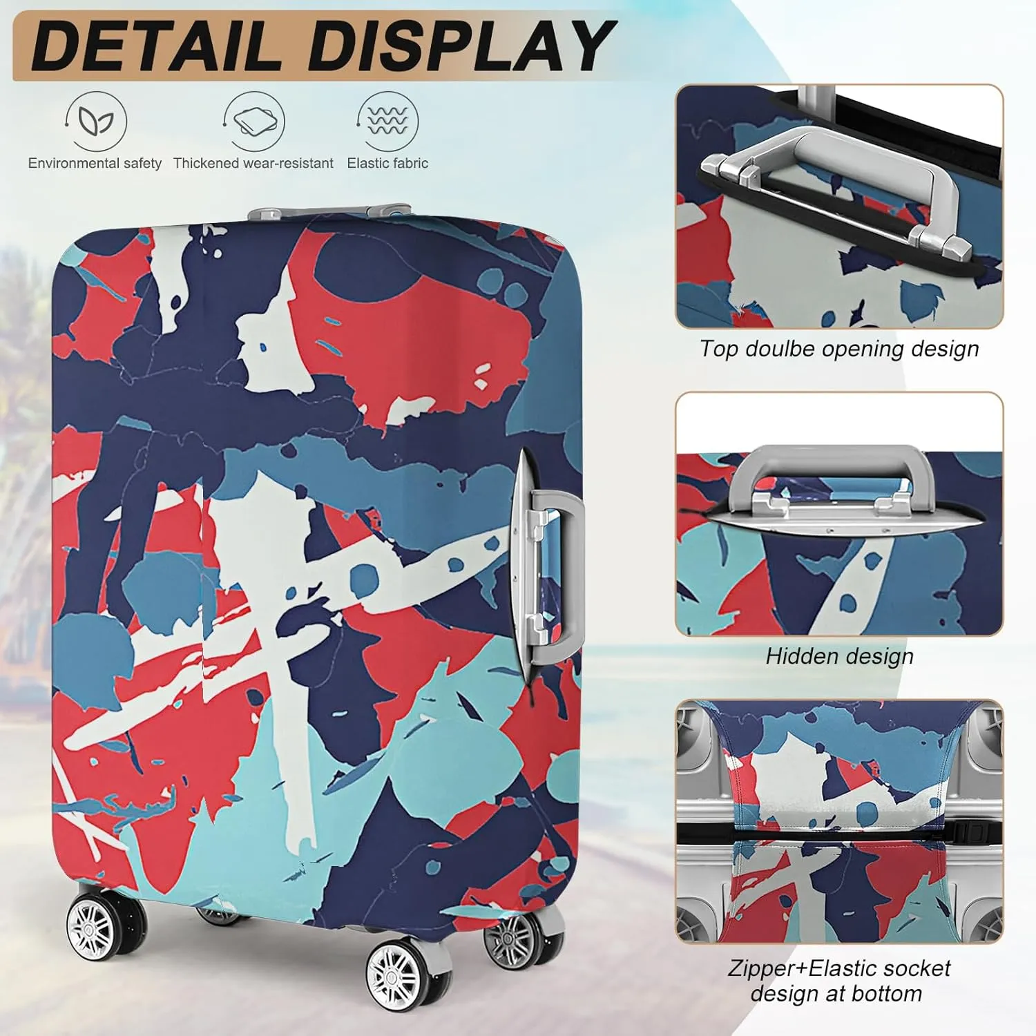 Luggage Covers For Suitcase Tsa Approved, Washable Luggage Cover Elastic Luggage Protector Scratch Resistant Suitcase Cover For 18-20 Inch Wheeled Luggage(Oil Painting-20 inch)