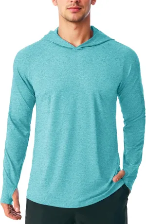 MAGCOMSEN Men's UPF 50  Sun Protection Hoodie Lightweight Long Sleeve Rash Guard Shirts Fishing Swim Athletic Workout