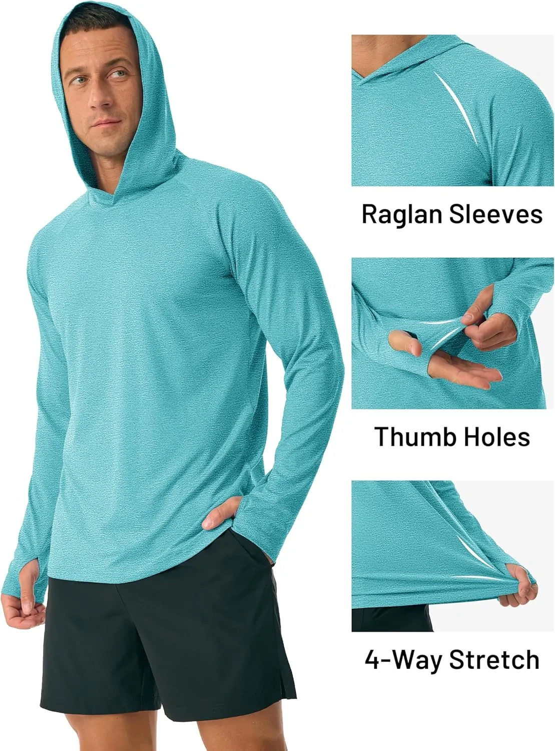 MAGCOMSEN Men's UPF 50  Sun Protection Hoodie Lightweight Long Sleeve Rash Guard Shirts Fishing Swim Athletic Workout