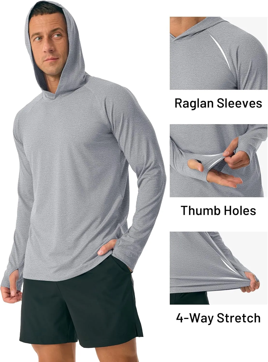 MAGCOMSEN Men's UPF 50  Sun Protection Hoodie Lightweight Long Sleeve Rash Guard Shirts Fishing Swim Athletic Workout