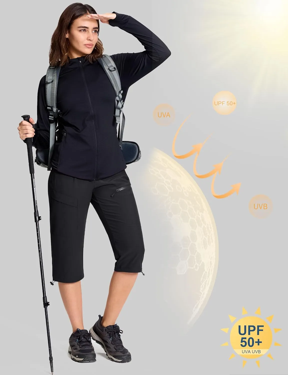 MAGCOMSEN Women's Cargo Capri Pants UPF 50  Lightweight Quick Dry Hiking Golf Travel Summer Pants with 5 Pockets