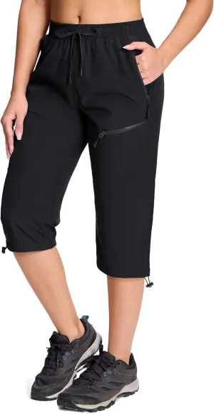 MAGCOMSEN Women's Cargo Capri Pants UPF 50  Lightweight Quick Dry Hiking Golf Travel Summer Pants with 5 Pockets