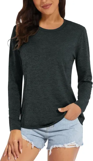 MAGCOMSEN Women's Long Sleeve Shirts UPF 50  Sun Protection Quick Dry Athletic Running Workout Tops Rash Guard