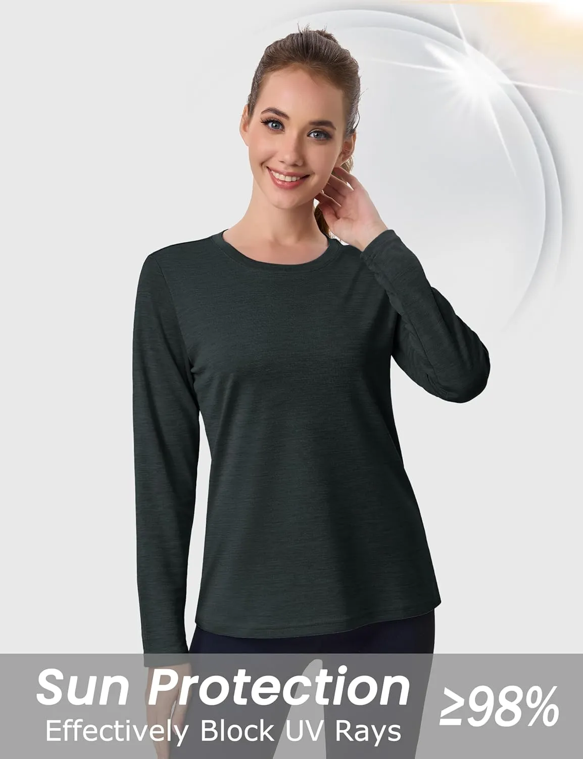 MAGCOMSEN Women's Long Sleeve Shirts UPF 50  Sun Protection Quick Dry Athletic Running Workout Tops Rash Guard