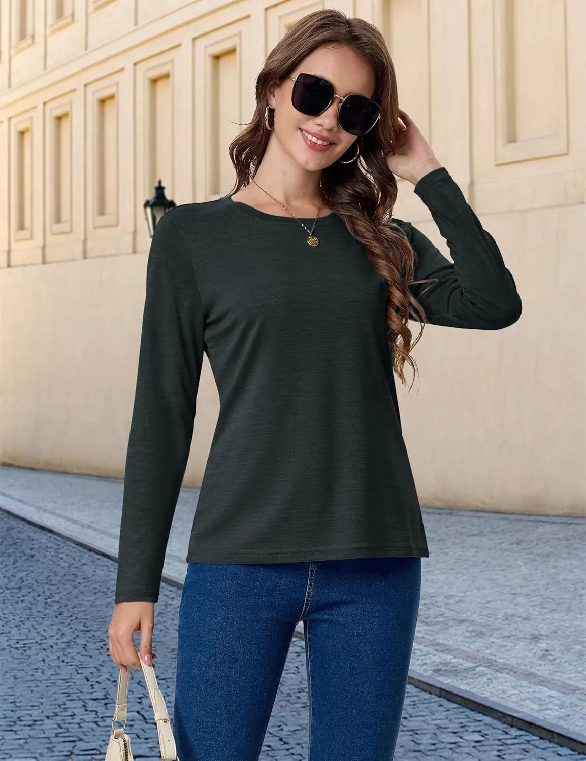 MAGCOMSEN Women's Long Sleeve Shirts UPF 50  Sun Protection Quick Dry Athletic Running Workout Tops Rash Guard