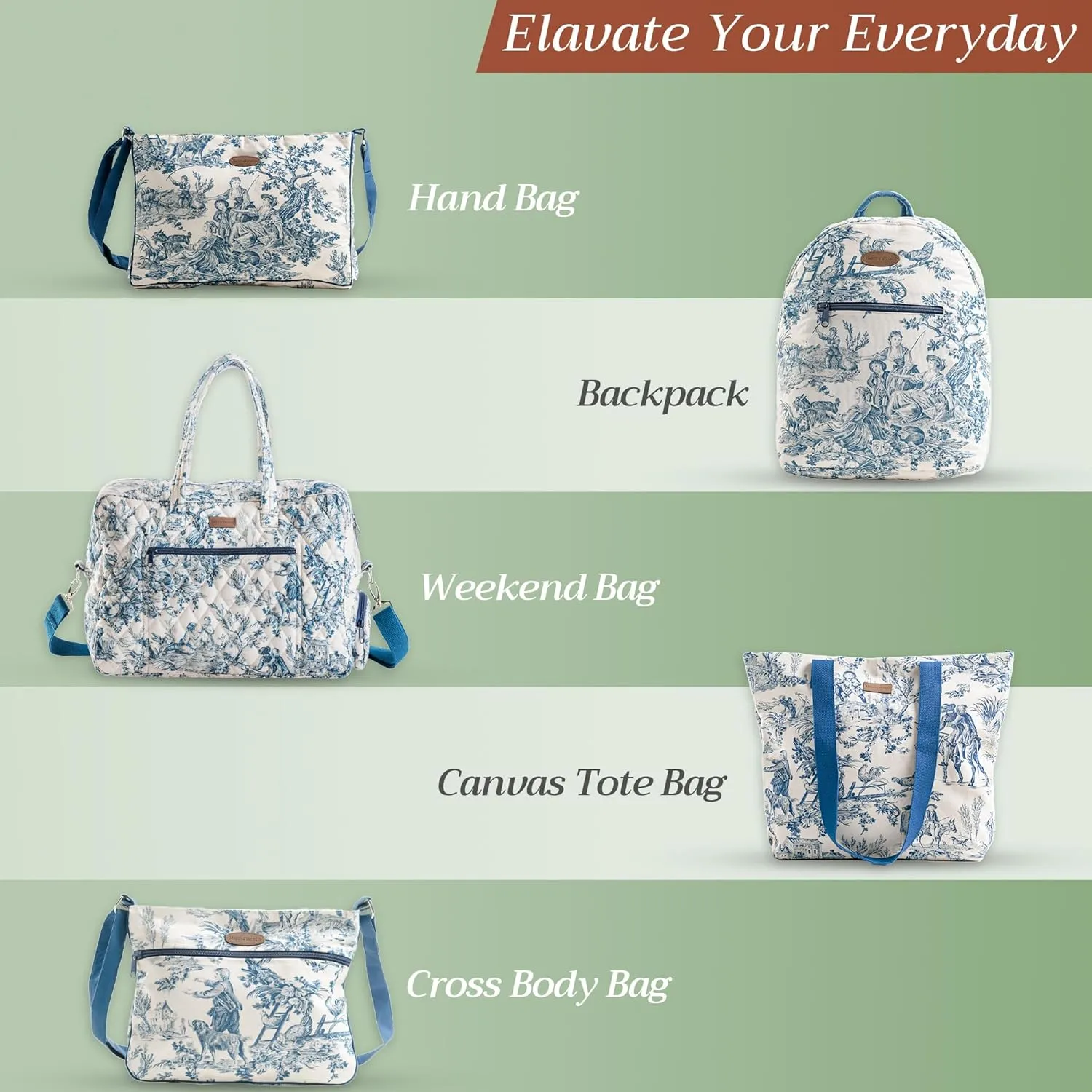 Maison d' Hermine Shopping Bags Cotton Quilted Tote Bag with Zipper Pockets Small Pouch Reusable Grocery Bag Work Travel