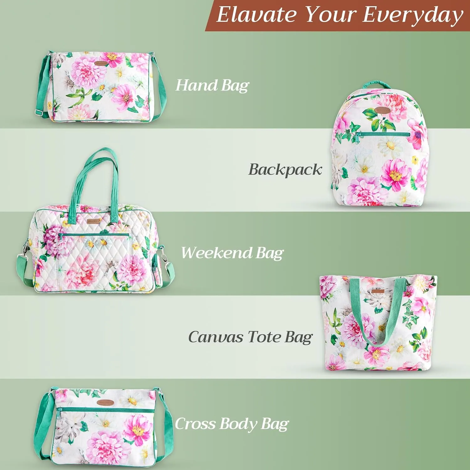 Maison d' Hermine Shopping Bags Cotton Quilted Tote Bag with Zipper Pockets Small Pouch Reusable Grocery Bag Work Travel