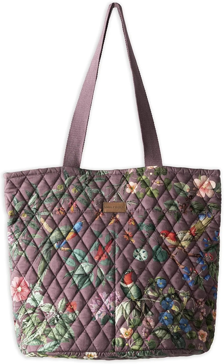 Maison d' Hermine Shopping Bags Cotton Quilted Tote Bag with Zipper Pockets Small Pouch Reusable Grocery Bag Work Travel