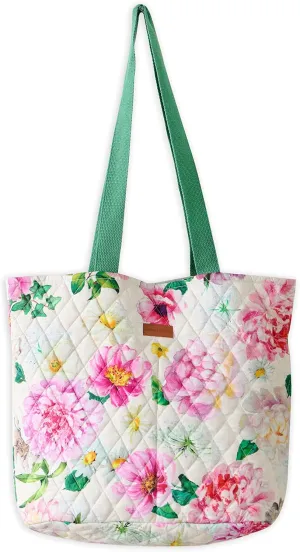 Maison d' Hermine Shopping Bags Cotton Quilted Tote Bag with Zipper Pockets Small Pouch Reusable Grocery Bag Work Travel
