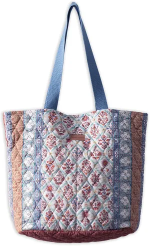 Maison d' Hermine Shopping Bags Cotton Quilted Tote Bag with Zipper Pockets Small Pouch Reusable Grocery Bag Work Travel