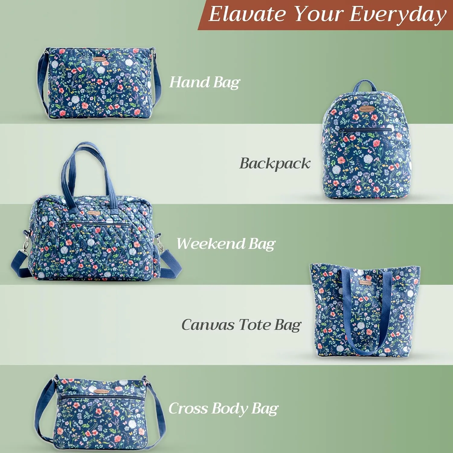 Maison d' Hermine Shopping Bags Cotton Quilted Tote Bag with Zipper Pockets Small Pouch Reusable Grocery Bag Work Travel
