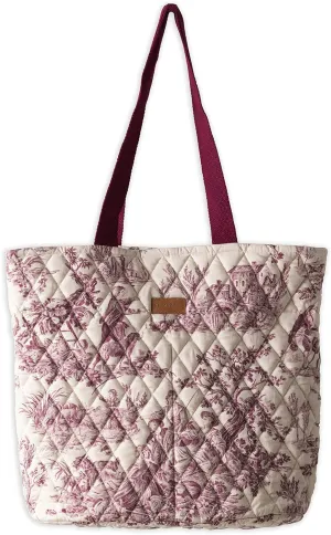 Maison d' Hermine Shopping Bags Cotton Quilted Tote Bag with Zipper Pockets Small Pouch Reusable Grocery Bag Work Travel