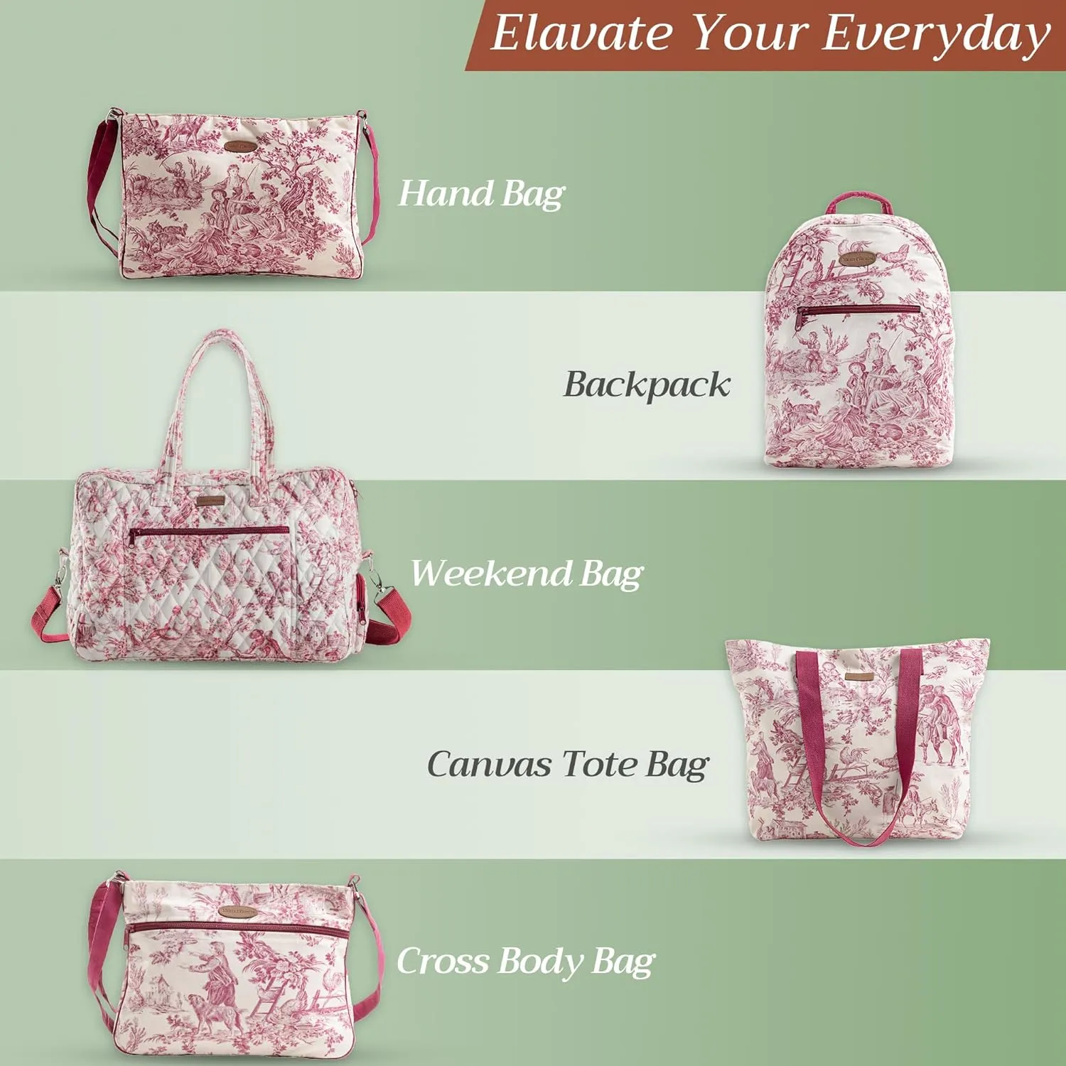 Maison d' Hermine Shopping Bags Cotton Quilted Tote Bag with Zipper Pockets Small Pouch Reusable Grocery Bag Work Travel