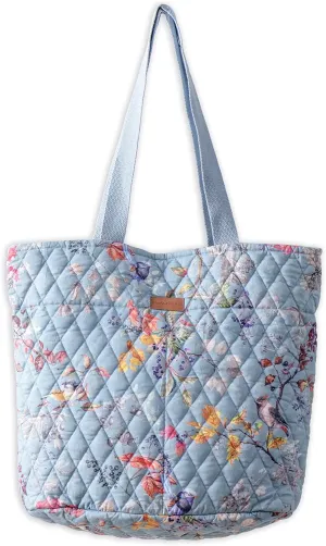 Maison d' Hermine Shopping Bags Cotton Quilted Tote Bag with Zipper Pockets Small Pouch Reusable Grocery Bag Work Travel