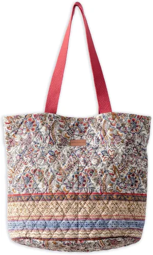 Maison d' Hermine Shopping Bags Cotton Quilted Tote Bag with Zipper Pockets Small Pouch Reusable Grocery Bag Work Travel
