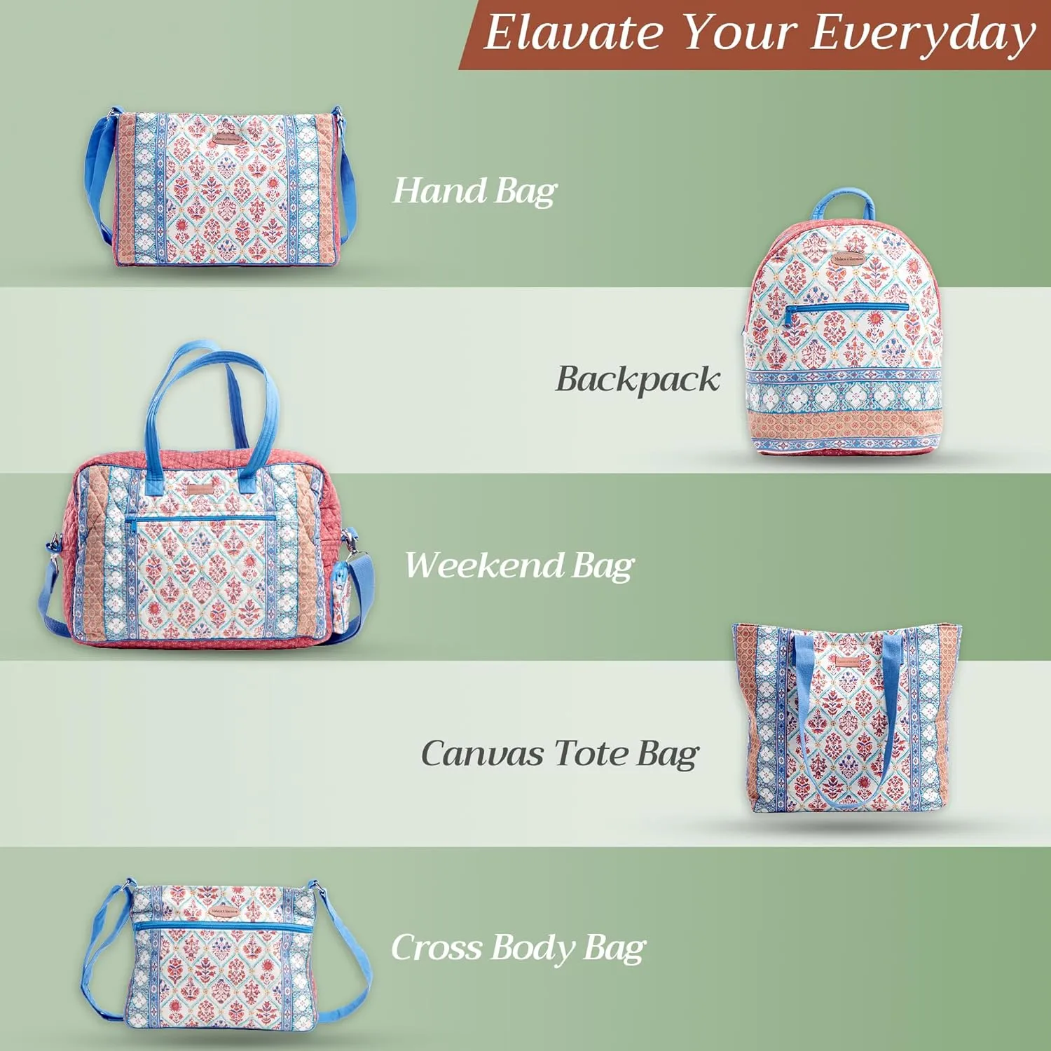 Maison d' Hermine Shopping Bags Cotton Quilted Tote Bag with Zipper Pockets Small Pouch Reusable Grocery Bag Work Travel