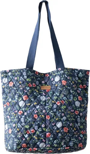 Maison d' Hermine Shopping Bags Cotton Quilted Tote Bag with Zipper Pockets Small Pouch Reusable Grocery Bag Work Travel