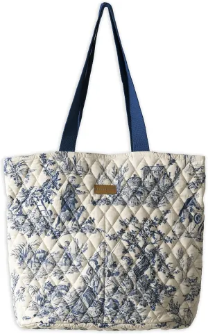 Maison d' Hermine Shopping Bags Cotton Quilted Tote Bag with Zipper Pockets Small Pouch Reusable Grocery Bag Work Travel