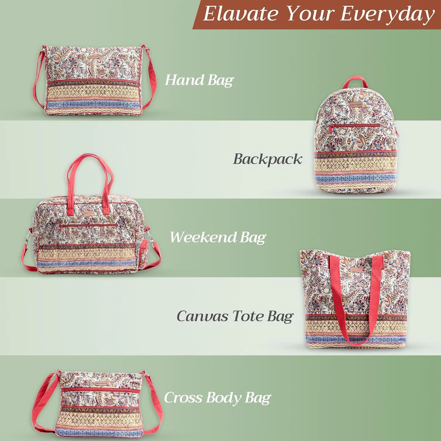 Maison d' Hermine Shopping Bags Cotton Quilted Tote Bag with Zipper Pockets Small Pouch Reusable Grocery Bag Work Travel
