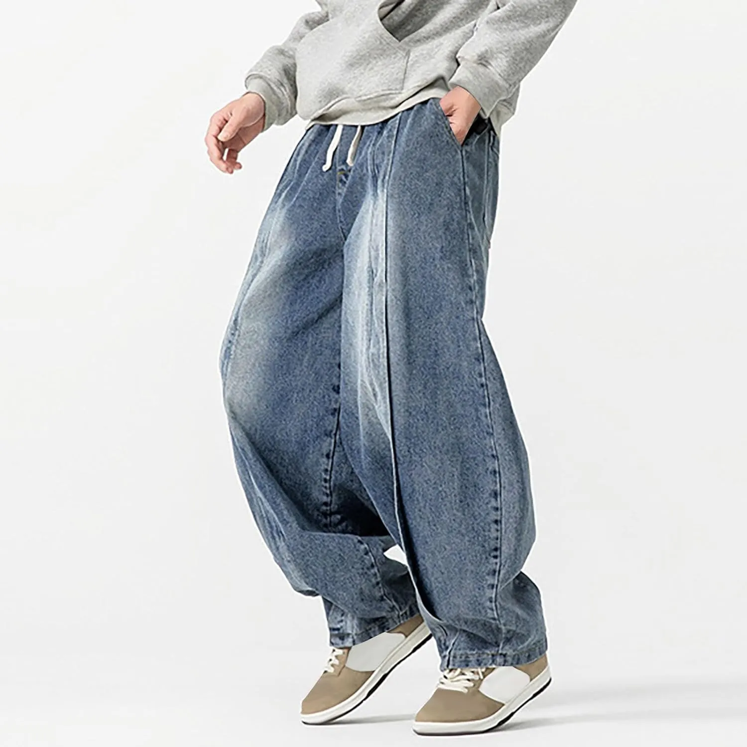 Man Pants Pants for Man Denim Medieval Harem Western Flare Wide Leg Summer Fall Pants 2025
