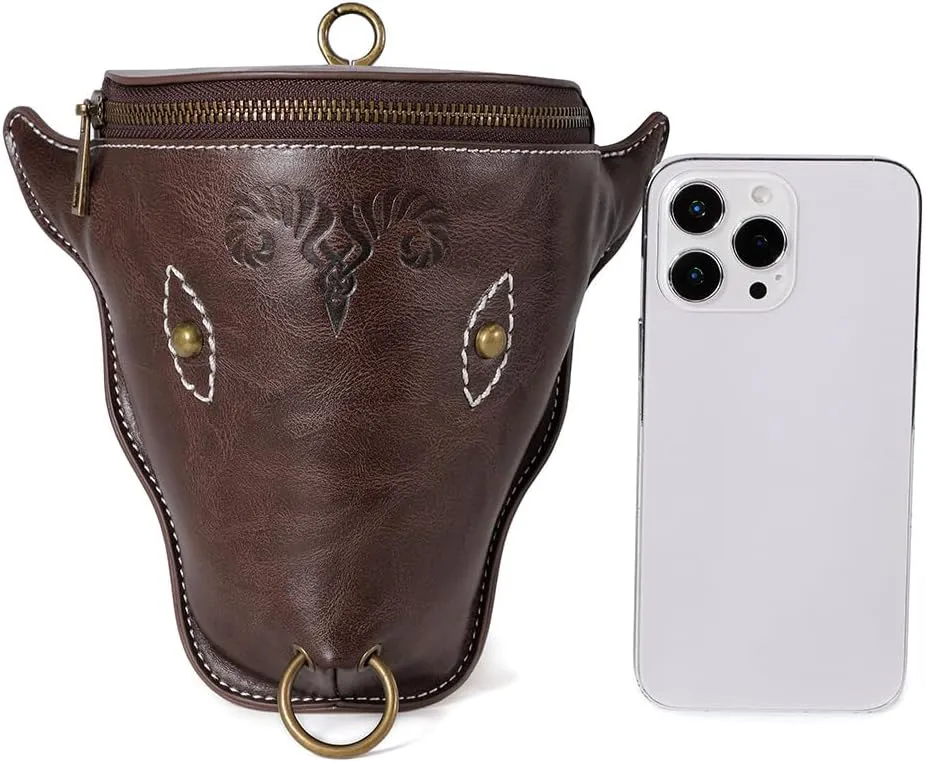 Medieval Nordic Embossed Belt with Belt Bag Viking Style Waist Bag Change Purse Faux Leather Belt and Coin Purse Pouch Set for Men Women