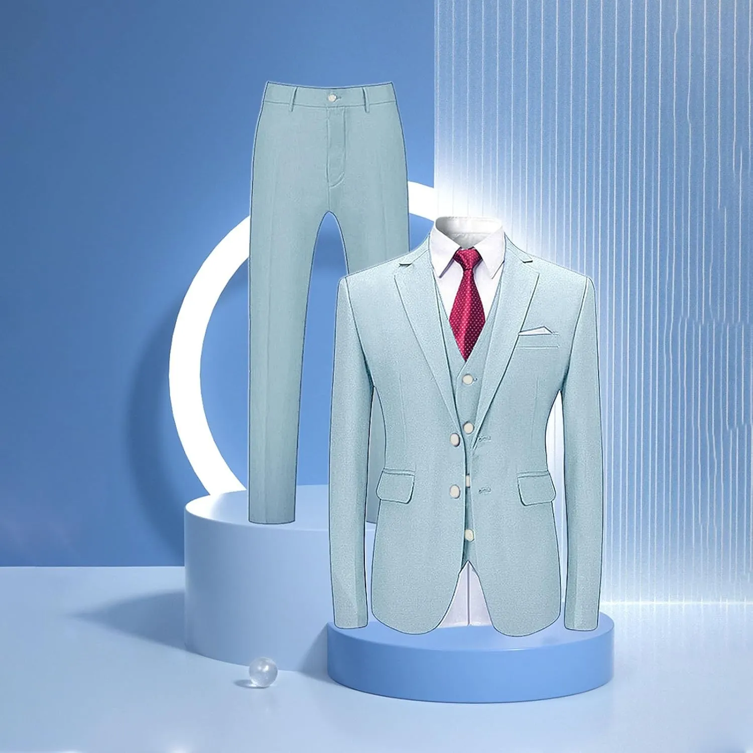 Mens 3 Piece Suit Dress Big and Tall Suit Slim Fit Balzer Jacket & Vest & Pants Set for Wedding Formal Prom Business